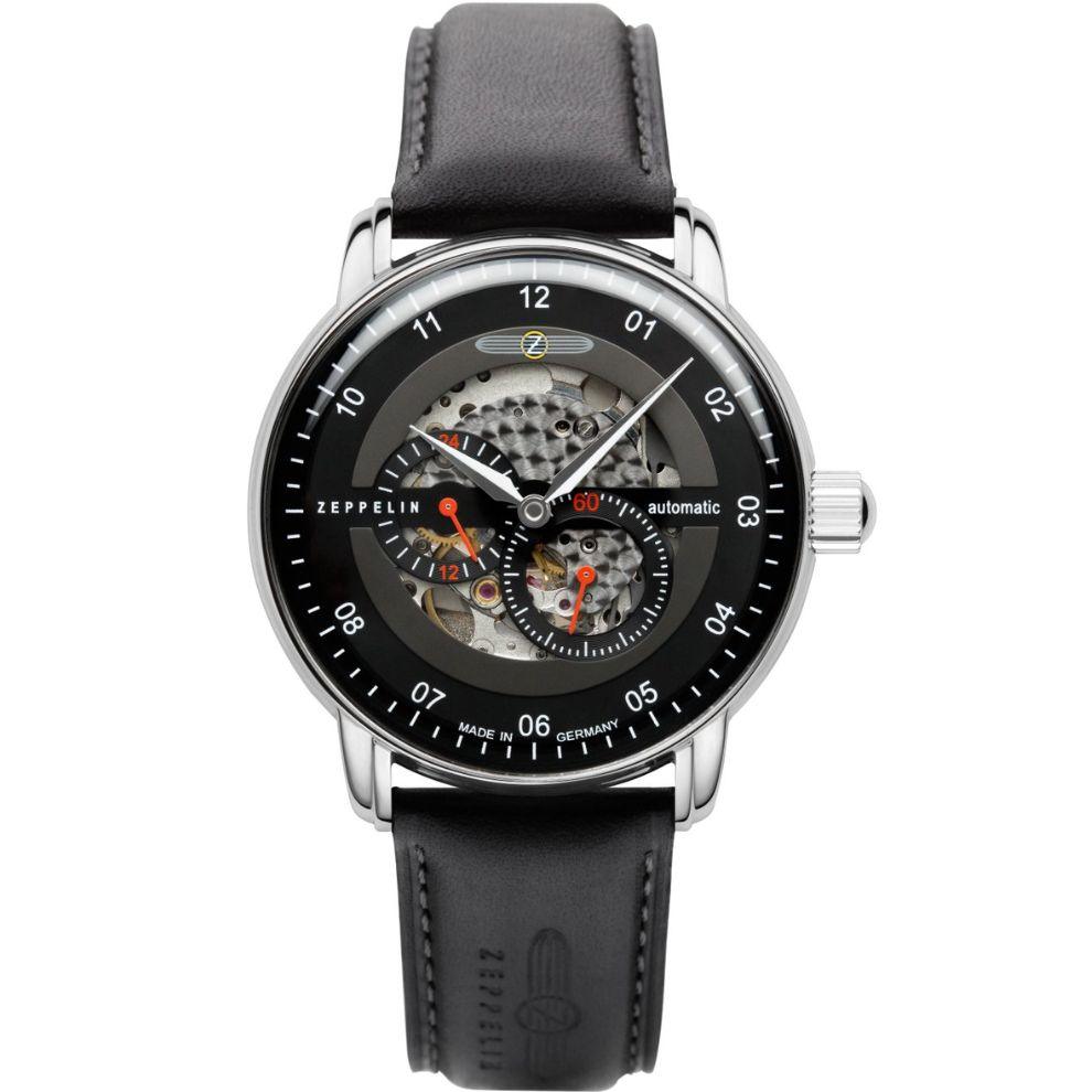 Reloj Zeppelin New Captain's Line 43mm acero negro automático 8664-2 - Capodagli 1937