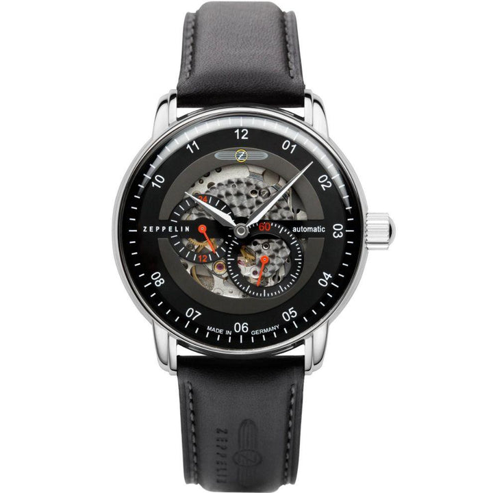 Zeppelin hodinky New Captain's Line 43mm černá ocel automatická 8664-2 - Capodagli 1937