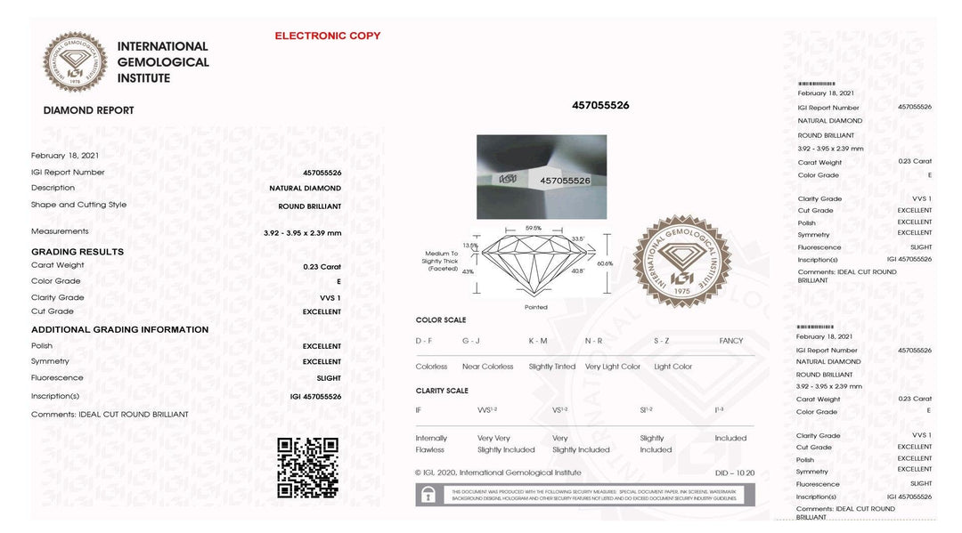 IGI diamant v blistru certifikovaný briliantový brus 0,23ct barva E čistota VVS 1 - Capodagli 1937