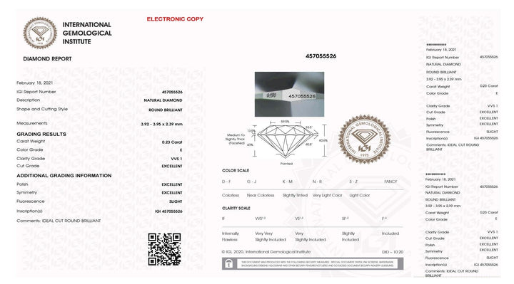 IGI diamant v blistru certifikovaný briliantový brus 0,23ct barva E čistota VVS 1 - Capodagli 1937
