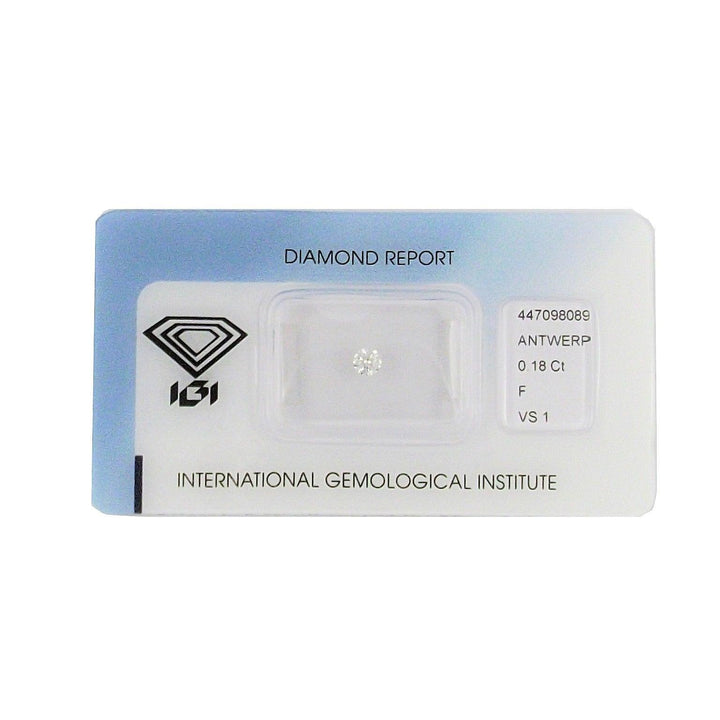 IGI diamant v blistru certifikovaný briliantový brus 0,18ct barva F čirost VS 1 - Capodagli 1937