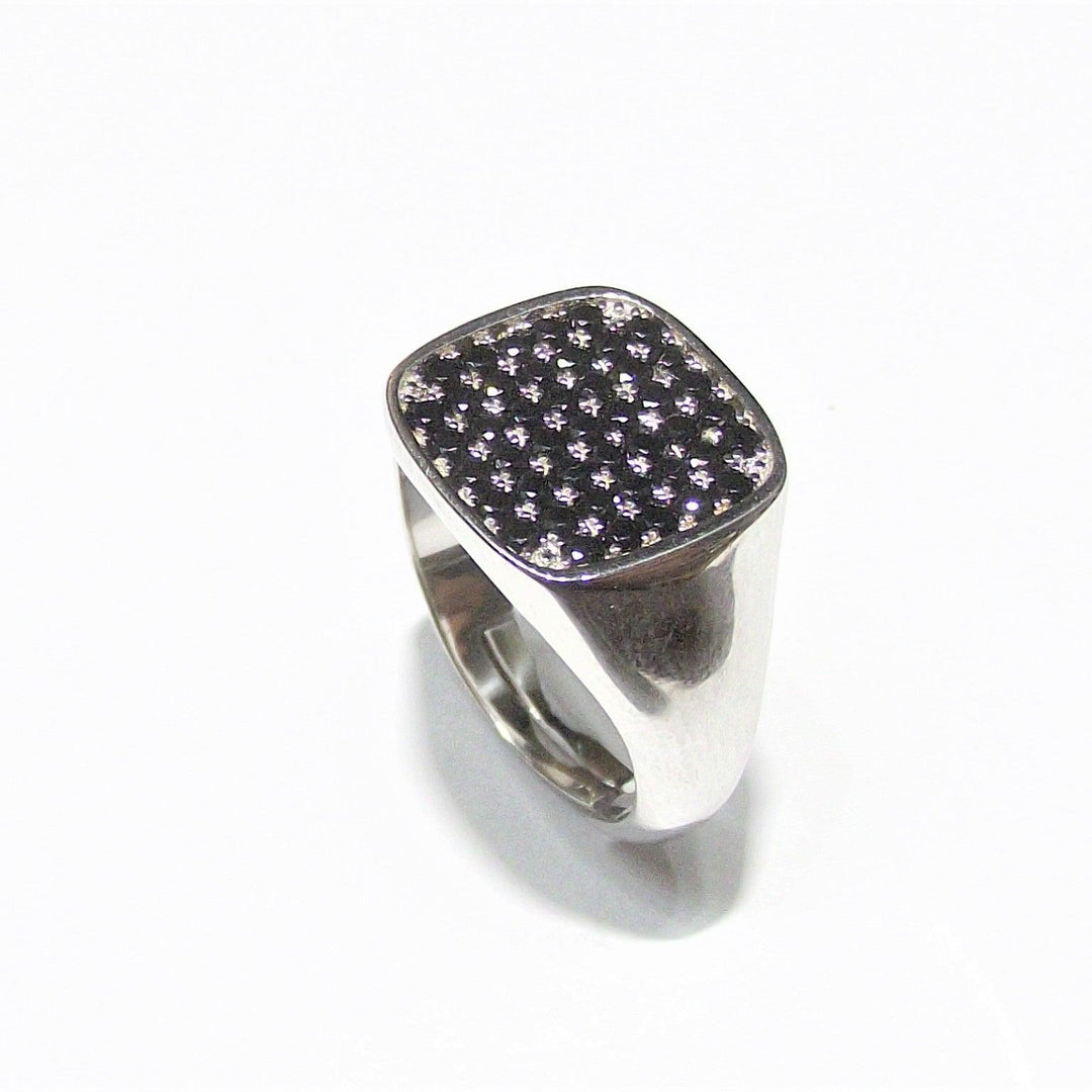 981 Jewels Stardust Kwadratowy pierścionek pavé 925 srebrne czarne cyrkonie AN19 BN - Capodagli 1937
