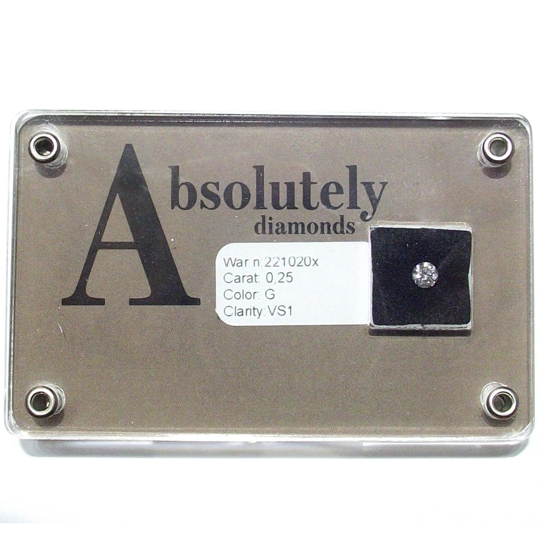 Διαμάντι μπριγιάν κοπής Absolutely Diamonds σε συσκευασία blister 0,25 καρατίων χρώμα G διαύγεια VS1 - Gioielleria Capodagli
