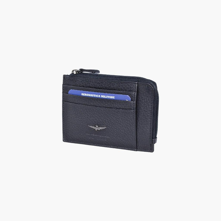 Aeronautica Militare Flat wallet with zip in Soft leather AM187-NE - Capodagli 1937