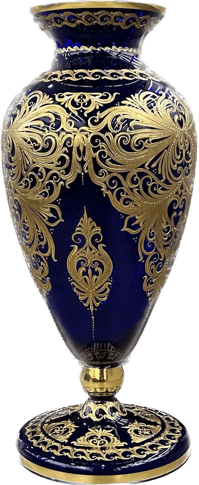 Art vaso cristallo molato decoro oro zecchino VASO_ORO1 - Capodagli 1937