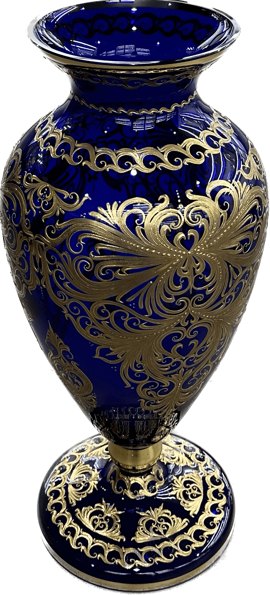 Art vaso cristallo molato decoro oro zecchino VASO_ORO1 - Capodagli 1937