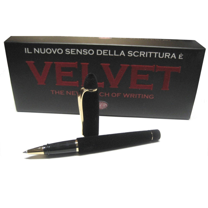 Wałek Aurora Ipsilon Aksamitny czarny korpus i aksamitna skuwka ze złotymi wykończeniami B78-N - Gioielleria Capodagli