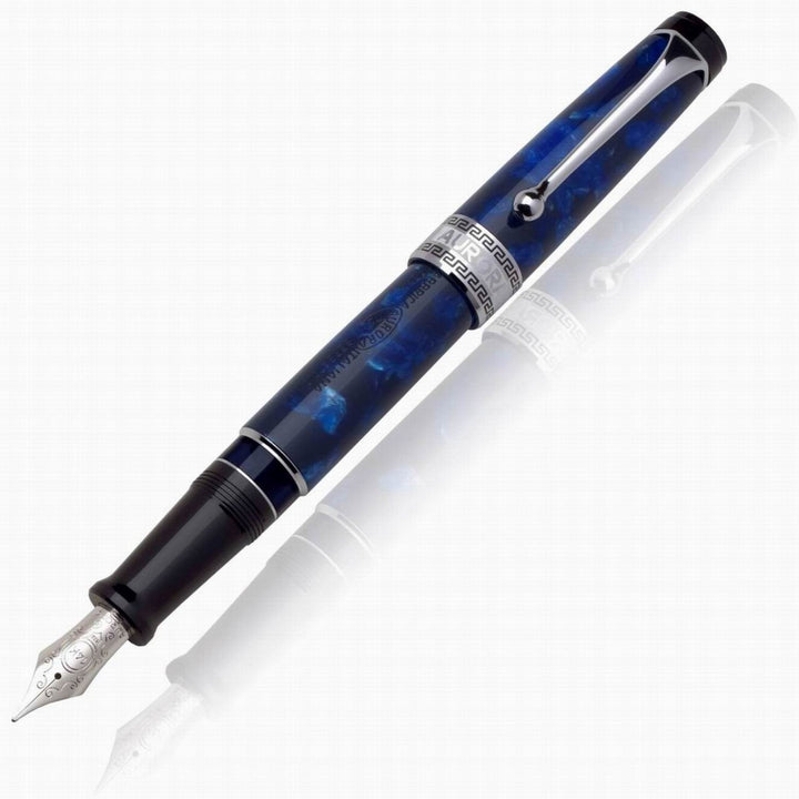 Pióro wieczne Aurora Optima Auroloide z niebieskim chromowanym wykończeniem 996-CB - Gioielleria Capodagli