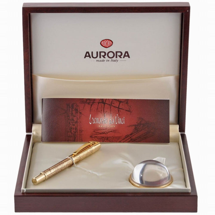 Stylo plume Aurora Leonardo Da Vinci entièrement doré avec gravures Edition Limitée 939 - Gioielleria Capodagli