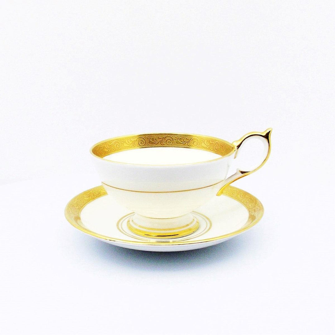 Aynsley England 1 Teetasse mit reinem Golddekor, feines Porzellan, englisches Knochenporzellan A-0059 - Gioielleria Capodagli