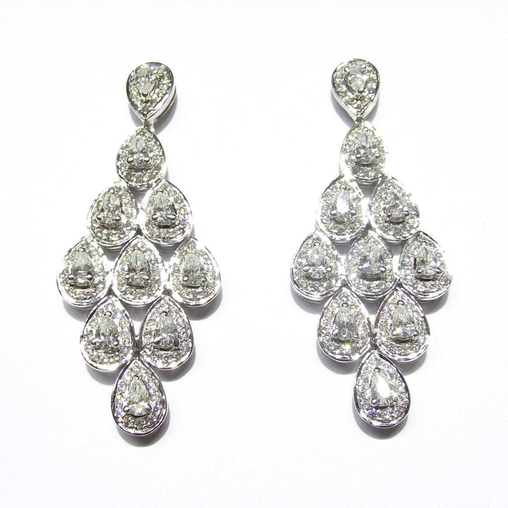 Bianco Milano øreringe i 18K hvidguld 15.60g diamanter 1.50ct pæreslebne 2.20ct farve G klarhed VS 0194OR - Gioielleria Capodagli