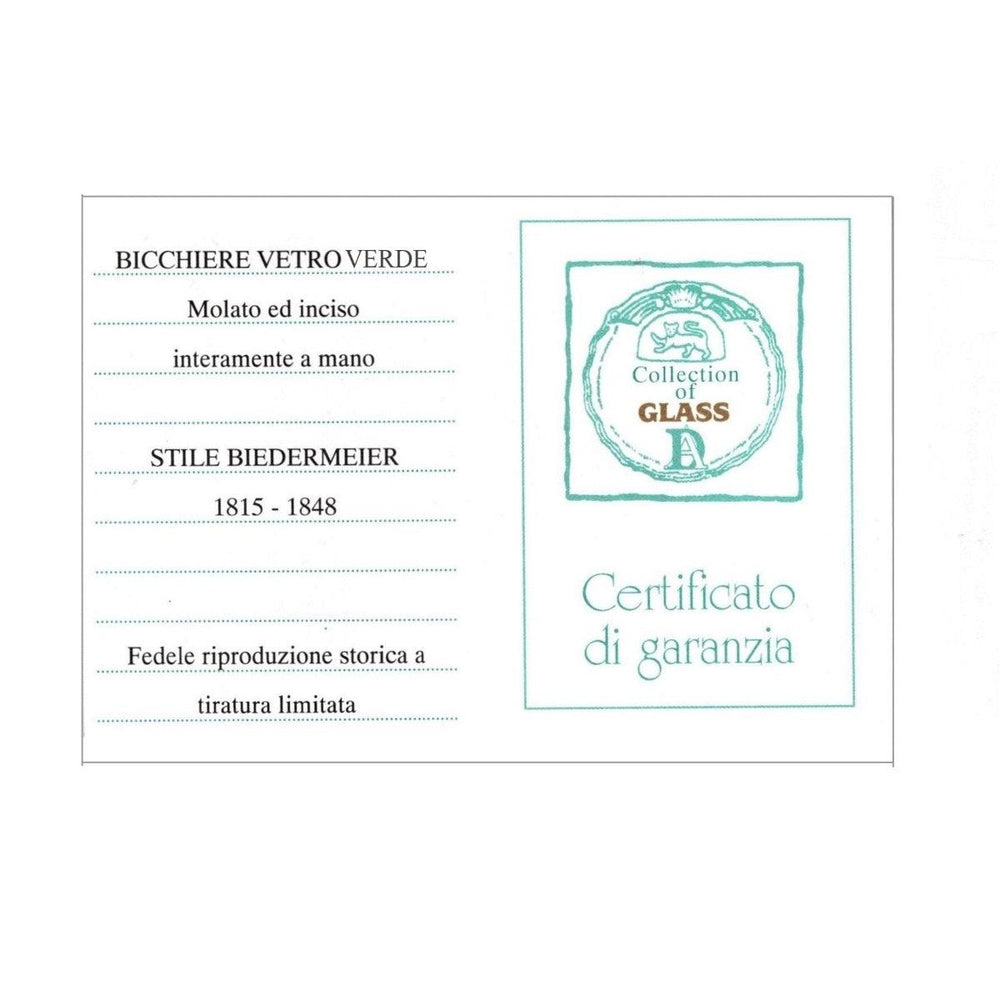 Vaso de cristal verde estilo Biedermeier cortado y grabado a mano A-S2429-D - Gioielleria Capodagli