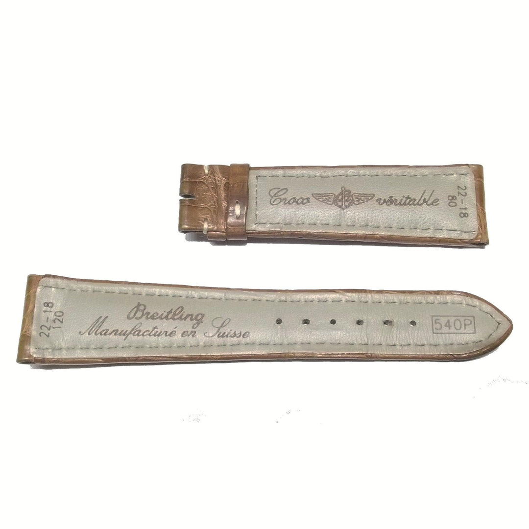 Correa Breitling de piel de cocodrilo marrón 22 mm sin hebilla 1027P-22 - Capodagli 1937