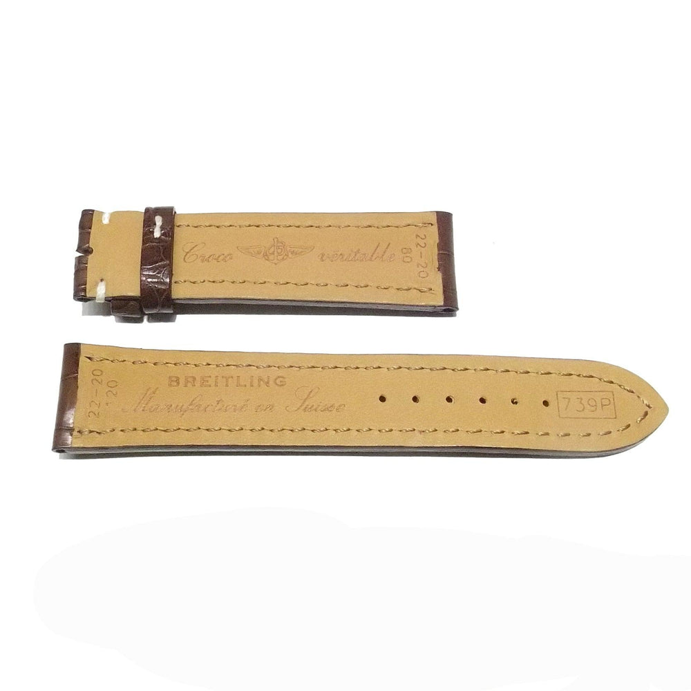 Breitling braunes Krokodillederarmband 22 mm ohne Schließe 739P-22 – Capodagli 1937