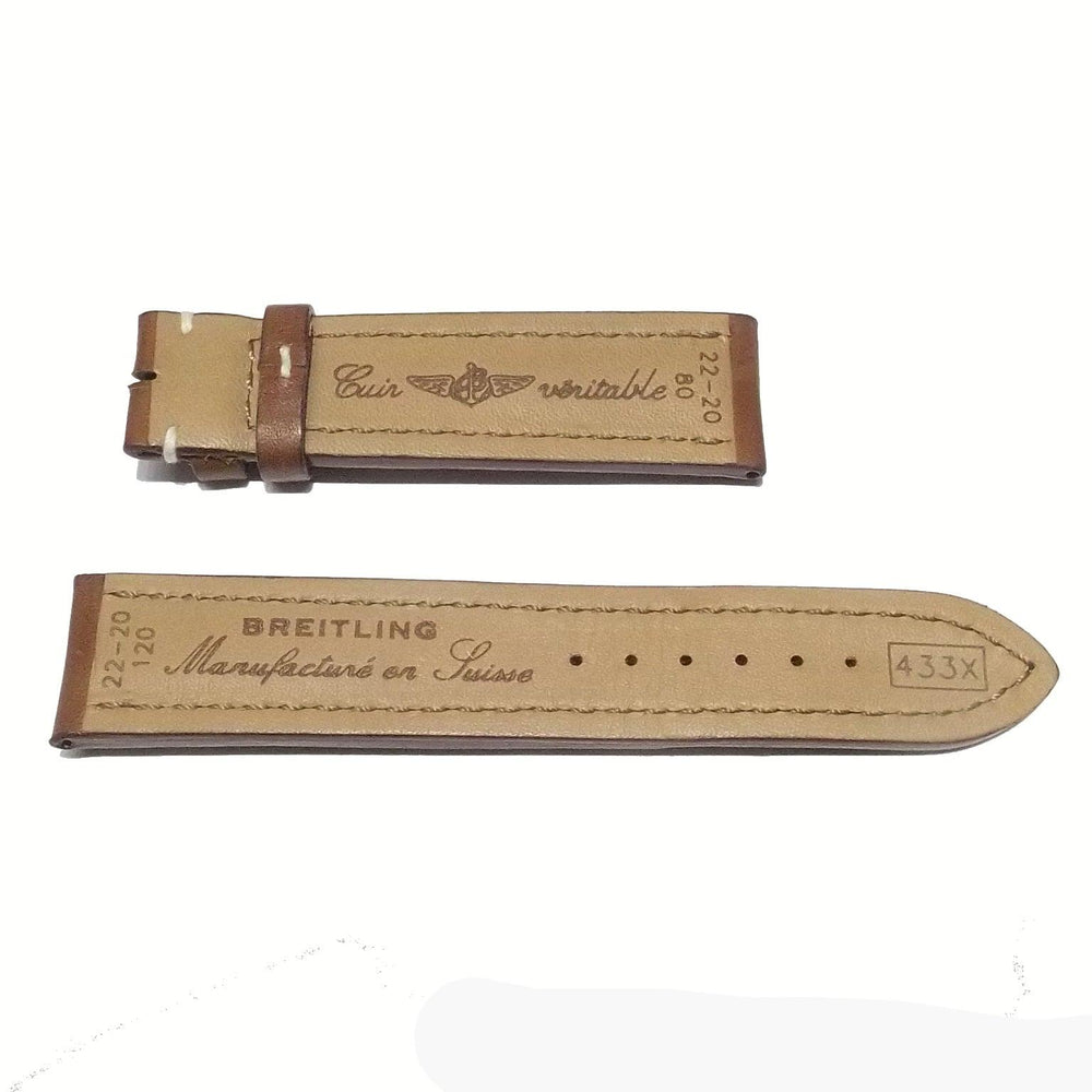 Breitling braunes Novonappa-Kalbslederarmband, 22 mm ohne Schnalle 437X-22 – Capodagli 1937