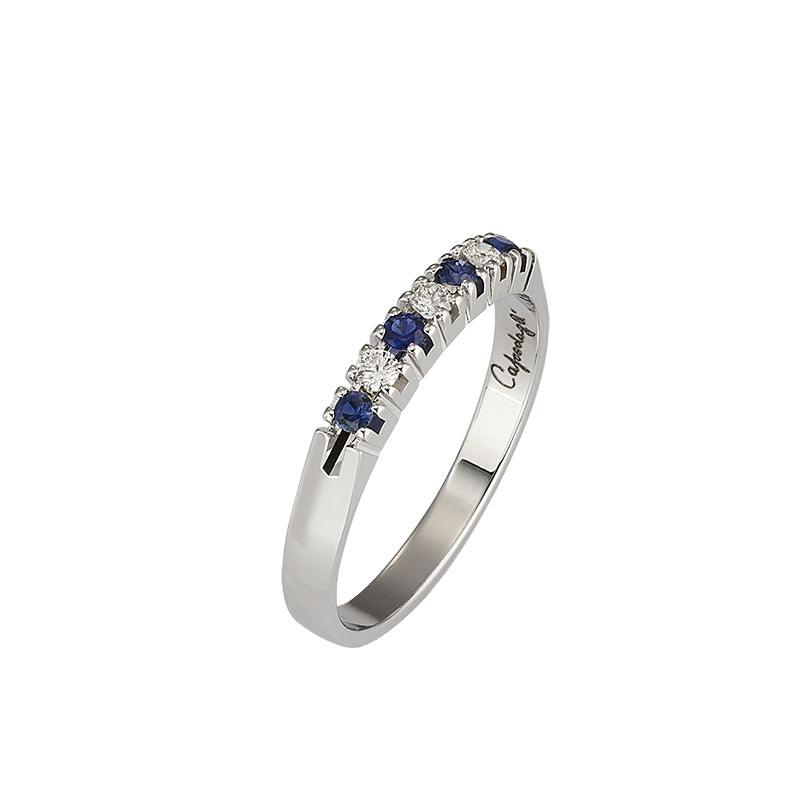 Obrączka Capodagli z 18-karatowego białego złota 2,10 g diamentów 0,09 ct szafirów 0,14 ct 0059FP - Capodagli 1937