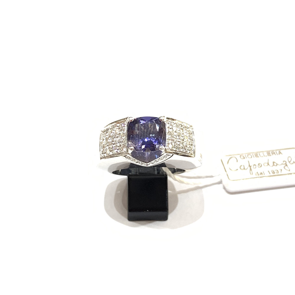 Capodagli 18kt prsten z bílého zlata Iolite 2,00ct a diamanty 0,50ct - Capodagli Jewellery