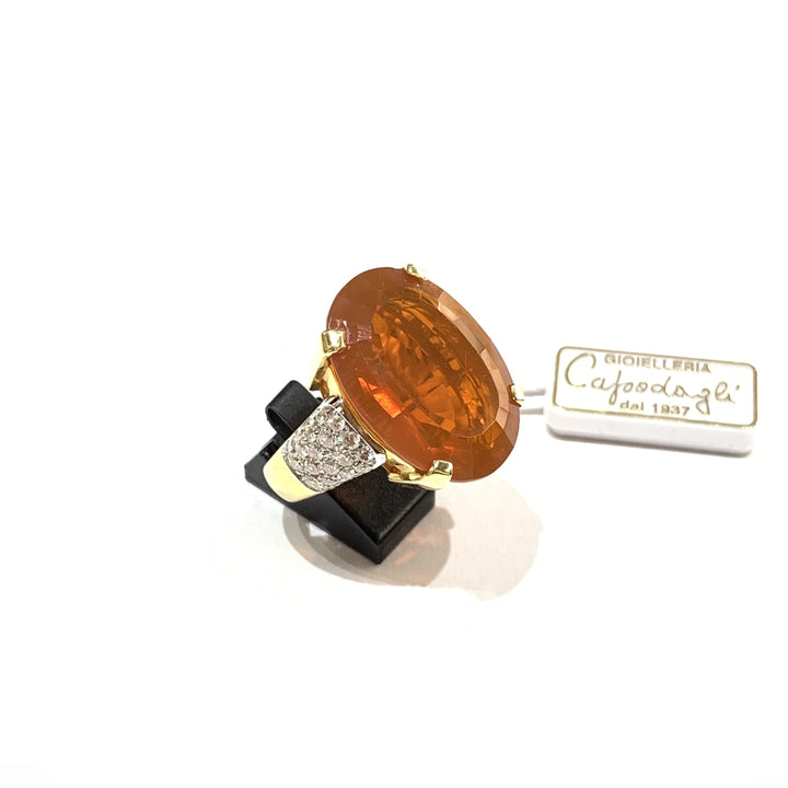 Bague Capodagli en or jaune 18 carats avec opale de feu et diamants - Capodagli Jewellery
