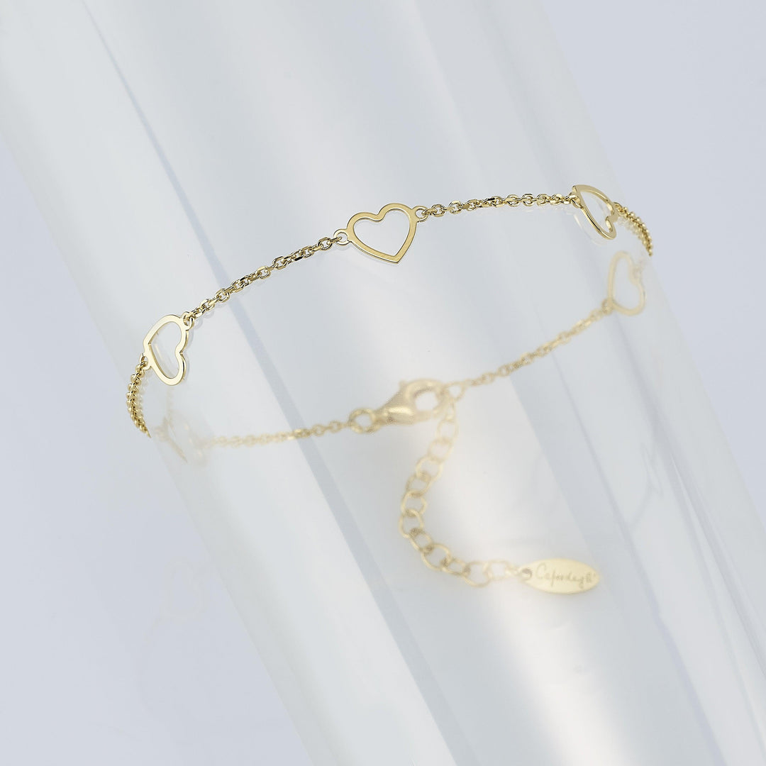 Náramek Capodagli 5 Srdce drát 925 stříbro PVD provedení žluté zlato CPD-BRA-ARG-0001-G - Capodagli 1937