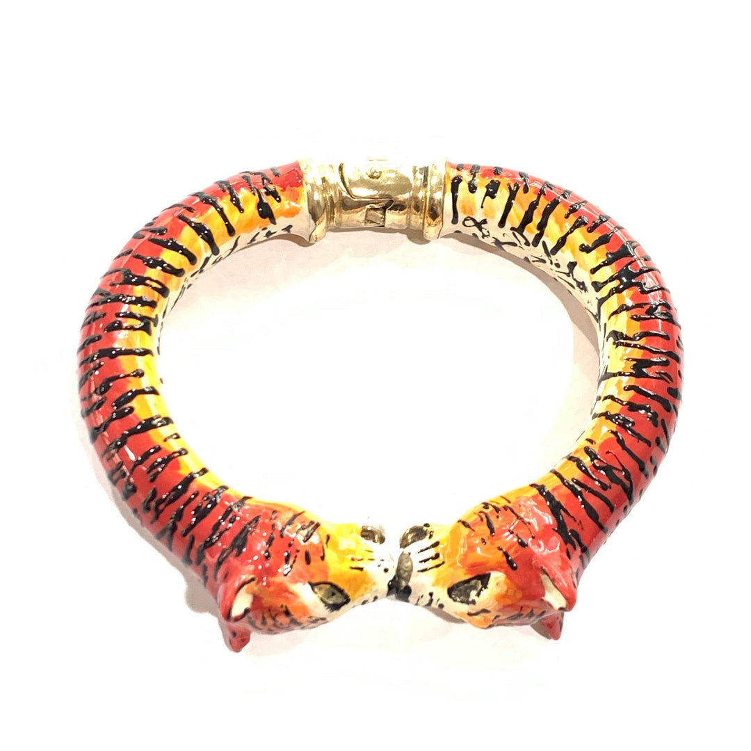 Capodagli Tiger manžetový náramek 925 stříbro PVD žluté zlato smaltovaný povrch 00745 - Capodagli 1937