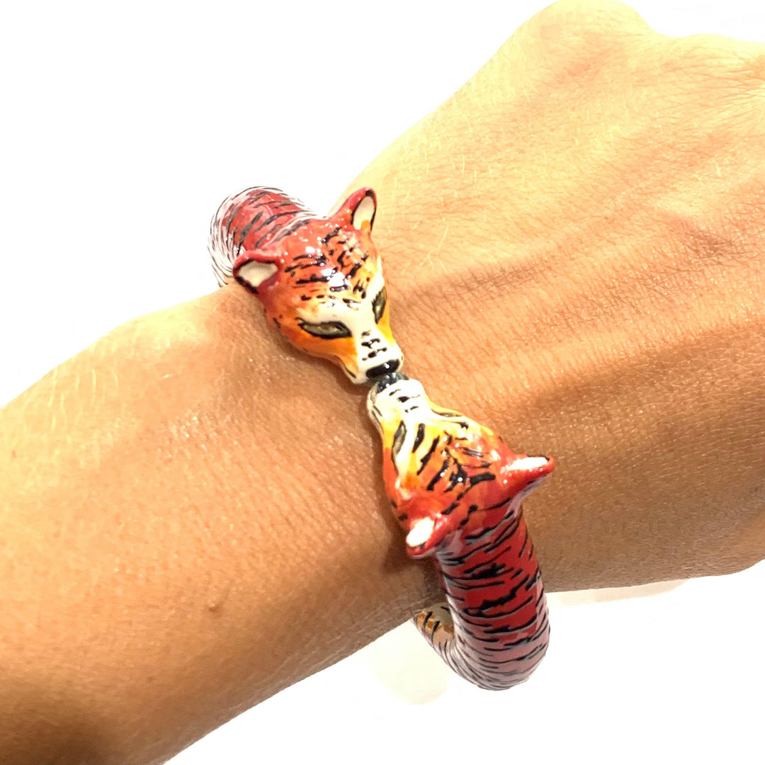 Capodagli Bracelet manchette Tigre argent 925 PVD finition émail or jaune 00745 - Capodagli 1937