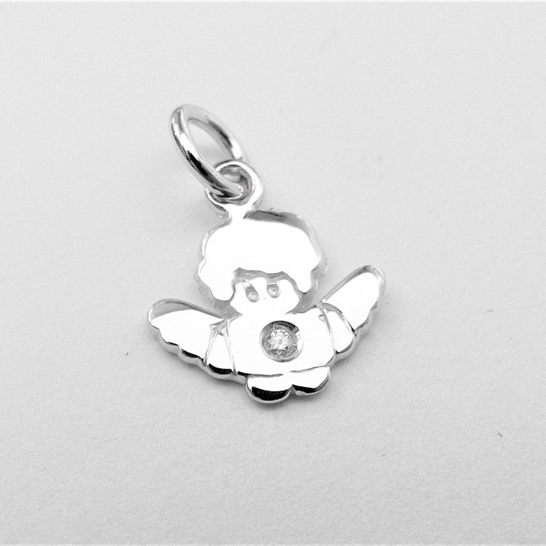 Capodagli Anioł zawieszka 18-karatowe białe złoto diament 0,02 ct kolor G klarowność VS CI-OR-0002 - Gioielleria Capodagli