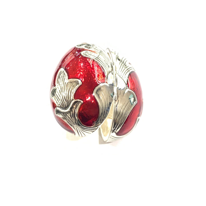 Capodagli srebrne pudełko na jajka 925 czerwone UoRo01 - Capodagli 1937