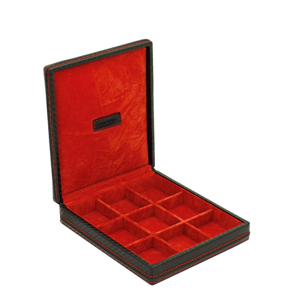 Friedrich23 Carbon-Manschettenknopfbox 9 Plätze Schwarz 32053-2 - Capodagli 1937