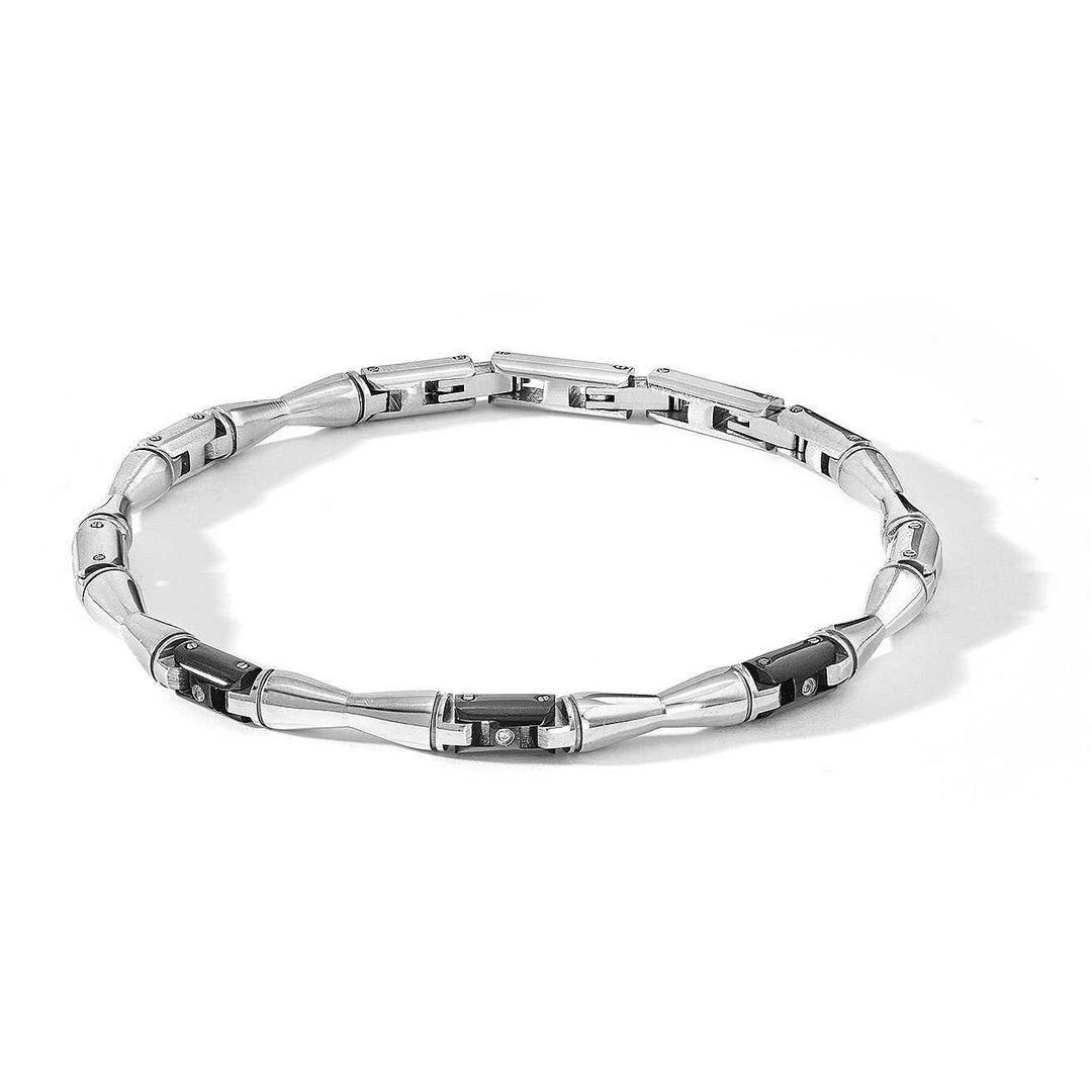 Bracelet acier Comete Bamboo finition PVD noir diamants UBR 1115 - Capodagli 1937