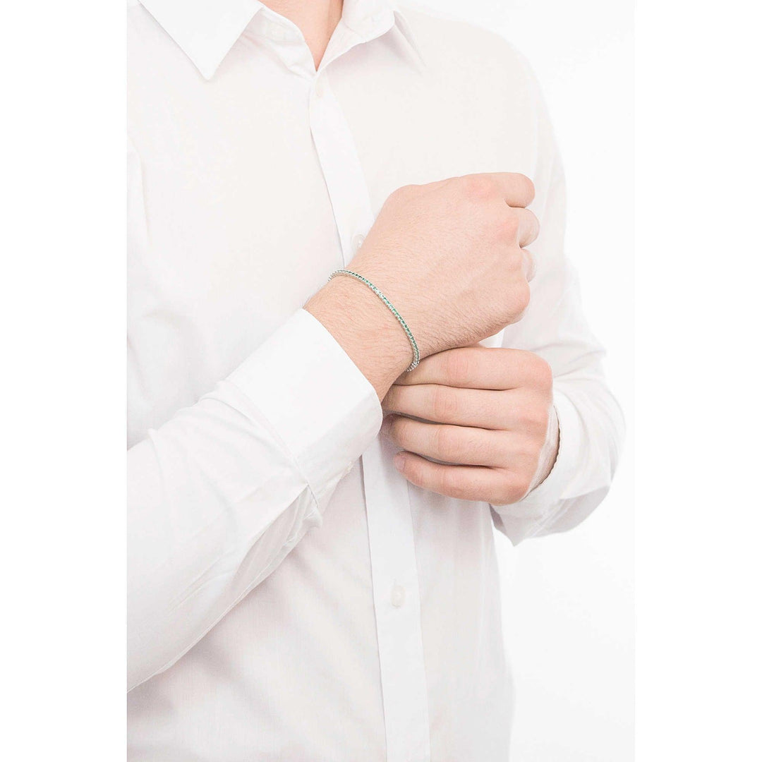 Comete pánský tenisový náramek 19cm stříbrné a zelené zirkony UBR 996 M19 - Capodagli Jewellery