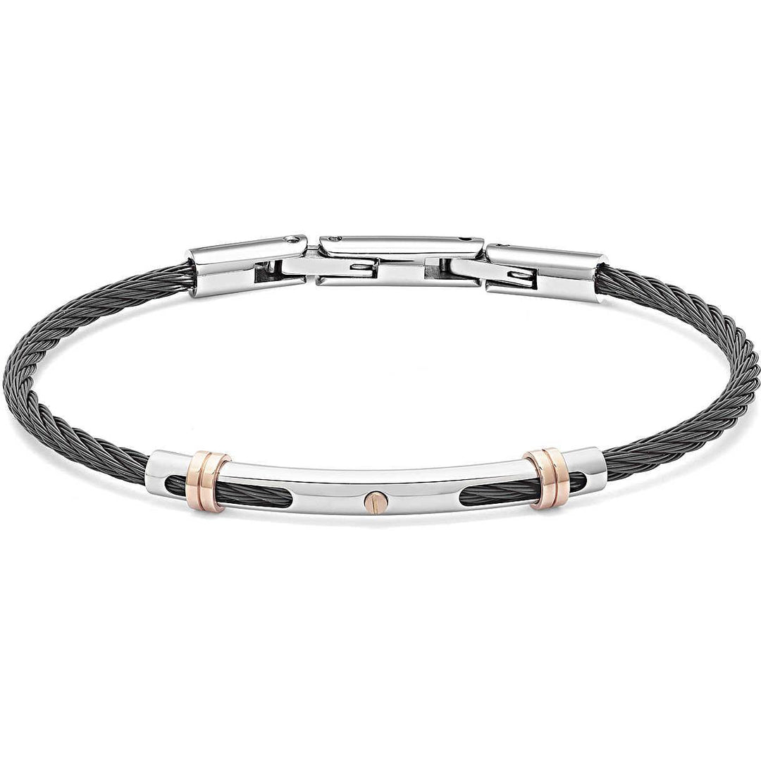 Comete bracciale uomo Wire acciaio lucido trattamento in PVD blu e rosè UBR 953 - Gioielleria Capodagli