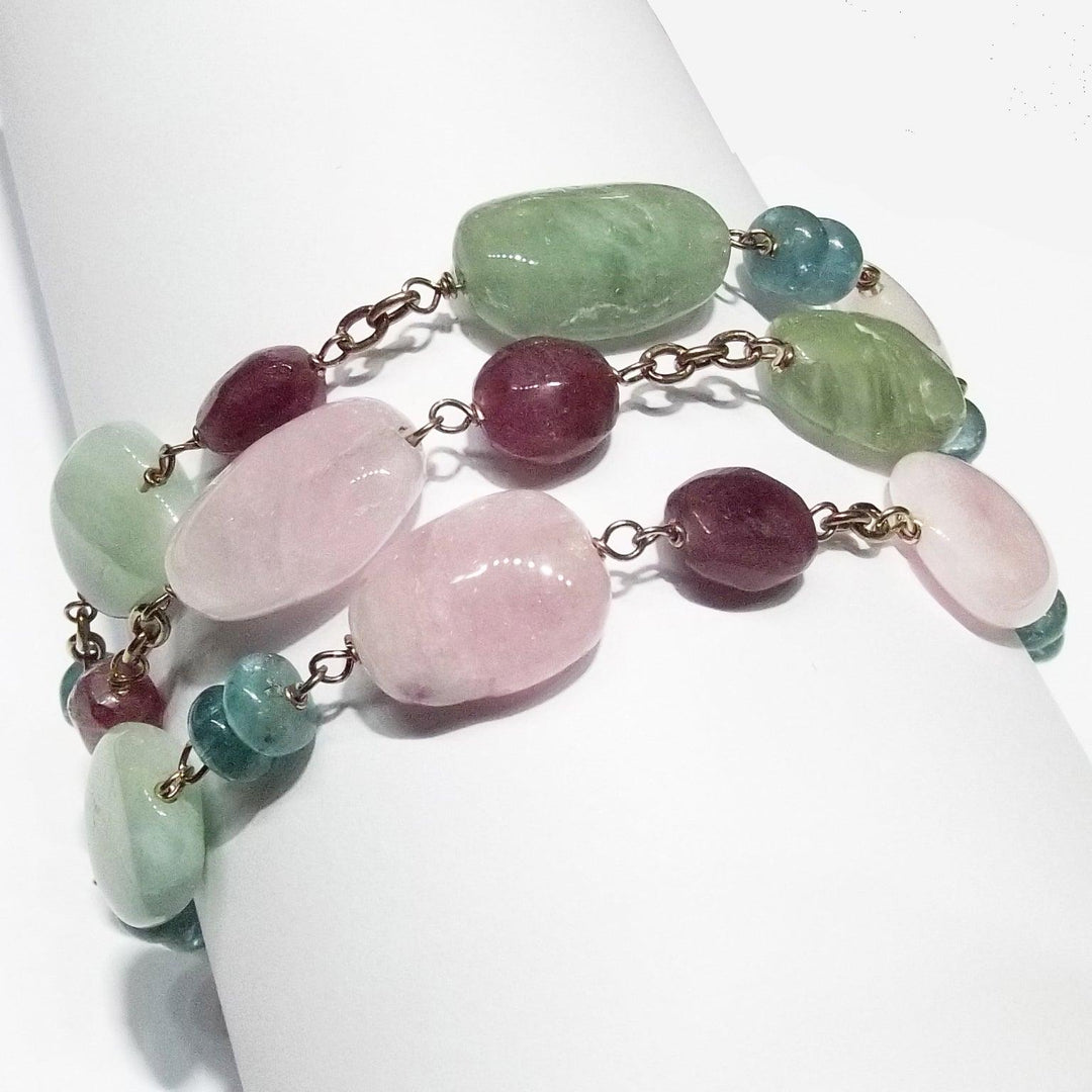 Crisor bracciale argento 925 finitura PVD oro rosa acquamarina tormaline giada BR 01 - Capodagli 1937