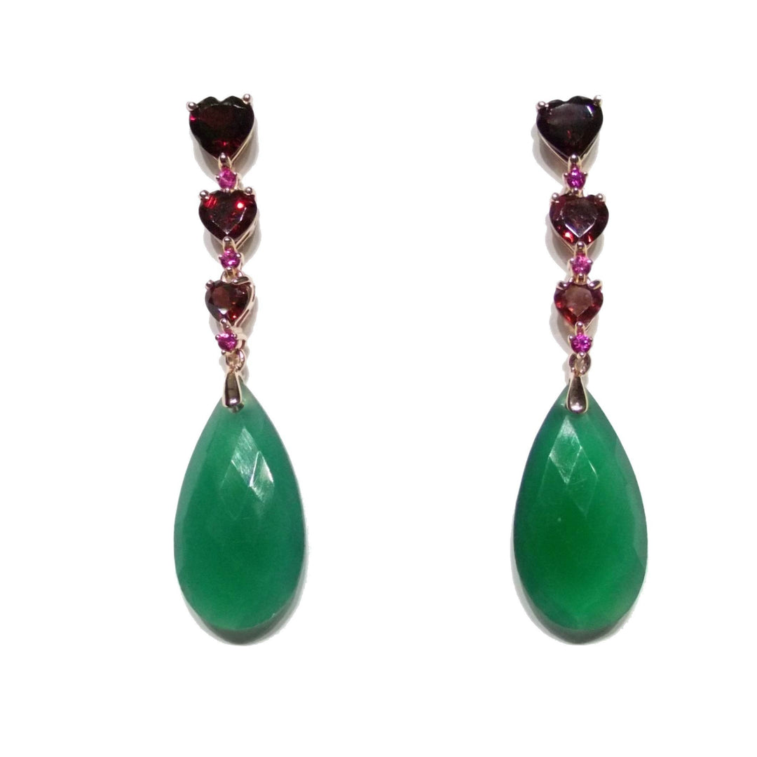 Crisor Ohrringe 925 Silber grüner Achat Granat CR-OR-27 - Capodagli Jewellery