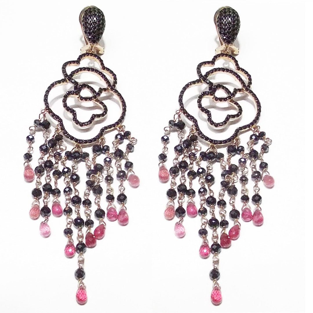 Crisor-Anhänger-Ohrringe, 925er Silber, PVD-Finish, Roségold, Spinell-Turmalin OR 01 – Capodagli 1937