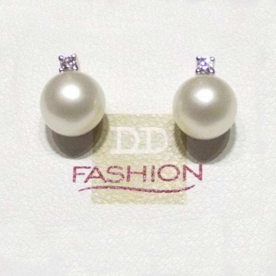 Cercei Davite & Delucchi aur 18kt diamante Akoya perla 7mm BB8198 - Gioielleria Capodagli