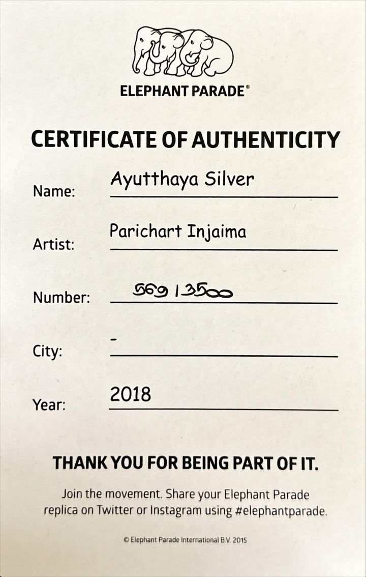 Elephant Parade olifant Ayutthaya Zilver 10cm Limited Edition 3500 AYUTTHAYA SILVER 10 - Capodagli 1937