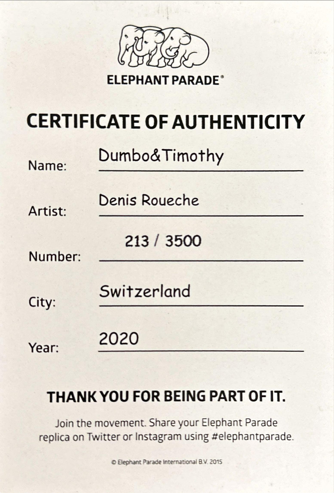 Elephant Parade olifant Dumbo en Timothy 10 cm Limited Edition 3500 DUMBO&TIMOTHY 10 - Capodagli 1937