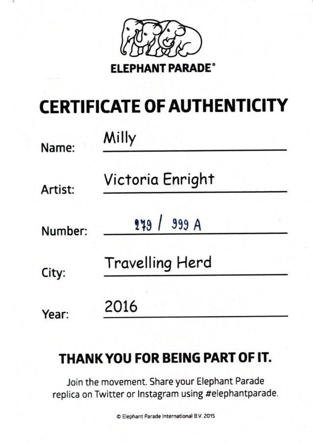 Elephant Parade elefant Milly Limited Edition 999 MILLY 15 - Capodagli 1937