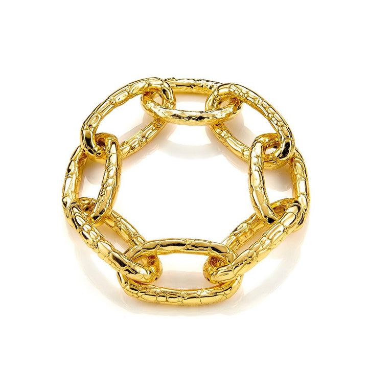 Giovanni Raspini Pulsera cocodrilo plata 925 acabado PVD oro amarillo 8140 - Joyas Capodagli