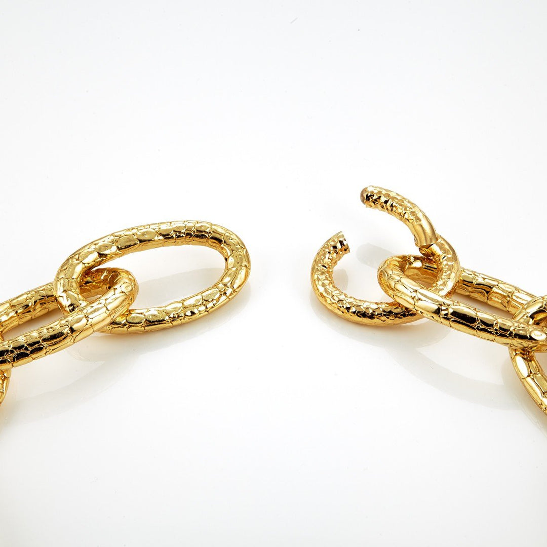 Giovanni Raspini Pulsera cocodrilo plata 925 acabado PVD oro amarillo 8140 - Joyas Capodagli