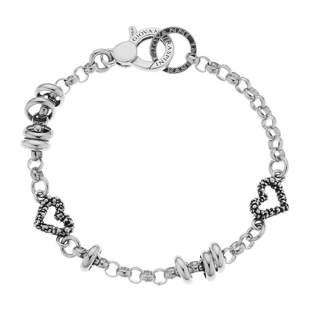 Giovanni Raspini Roulette Two Hearts armbånd 925 sølv 20cm 10160 - Capodagli Jewellery