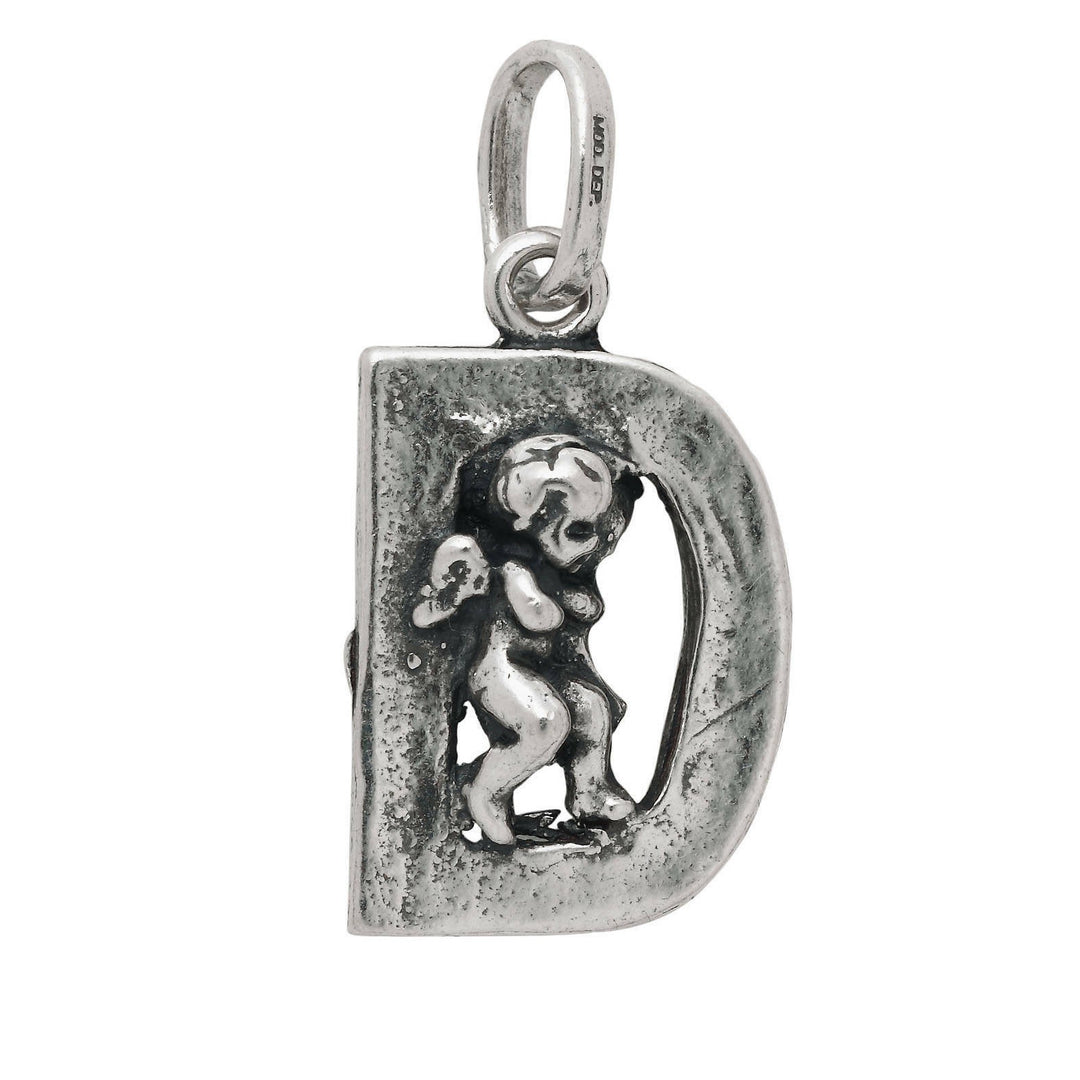Giovanni Raspini Silber-Charm-Anhänger Buchstabe D mit Engel 6068 – Capodagli Jewellery