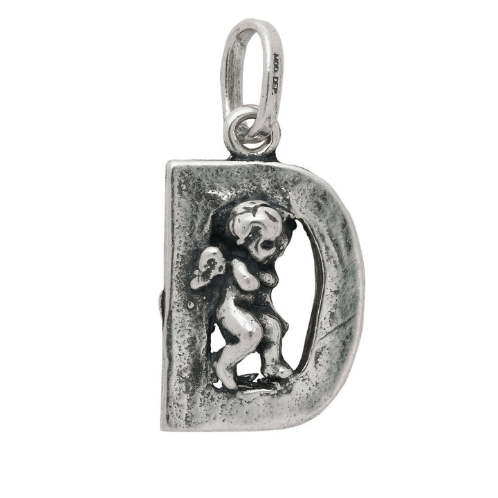 Giovanni Raspini sølv charm vedhæng bogstav D med engel 6068 - Capodagli smykker