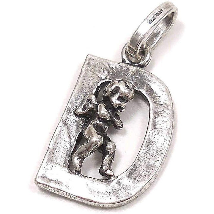 Giovanni Raspini sølv charm vedhæng bogstav D med engel 6068 - Capodagli smykker