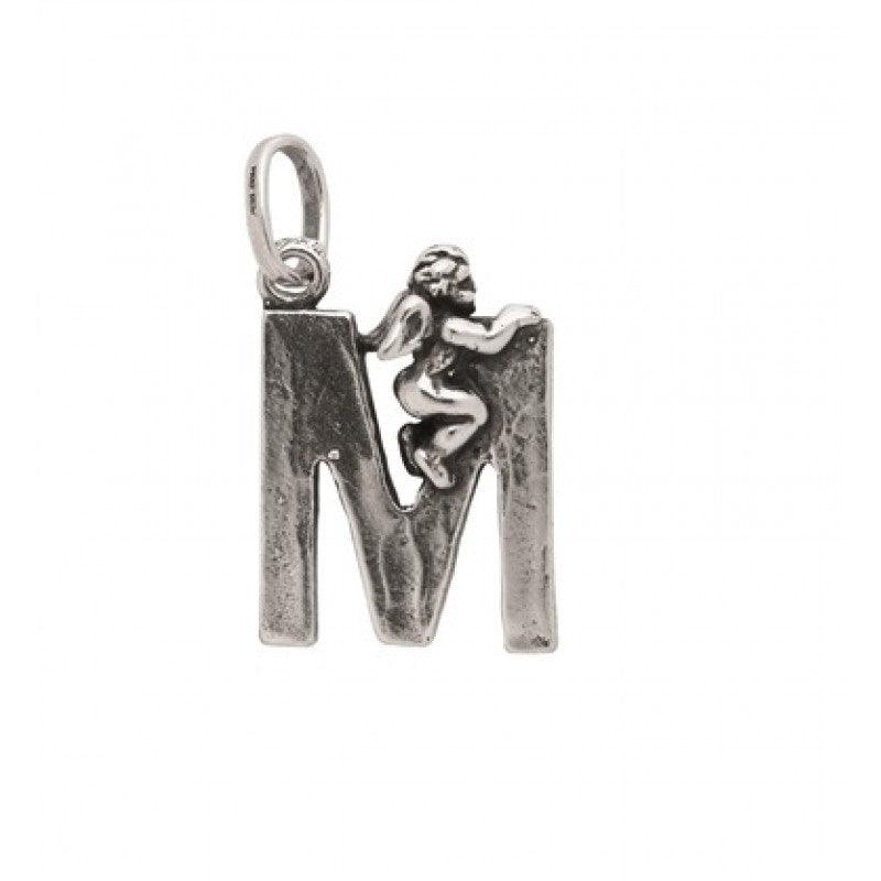 Giovanni Raspini sølv charm vedhæng bogstav M med engel 6075 - Capodagli smykker
