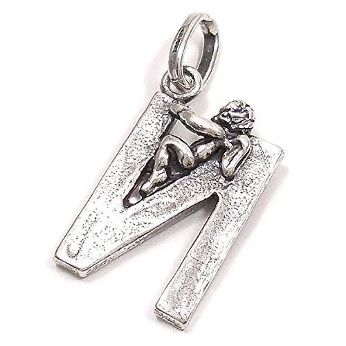 Giovanni Raspini Charm-Anhänger Buchstabe N mit Engel 6076 Silber - Capodagli Jewellery