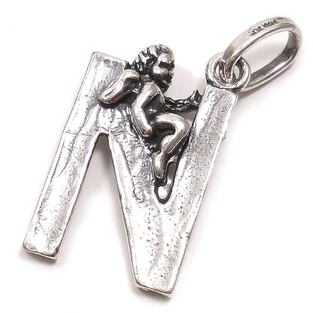 Giovanni Raspini Charm-Anhänger Buchstabe N mit Engel 6076 Silber - Capodagli Jewellery