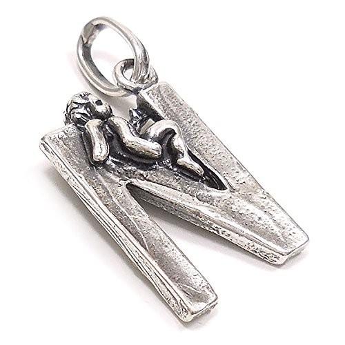 Giovanni Raspini Charm-Anhänger Buchstabe N mit Engel 6076 Silber - Capodagli Jewellery