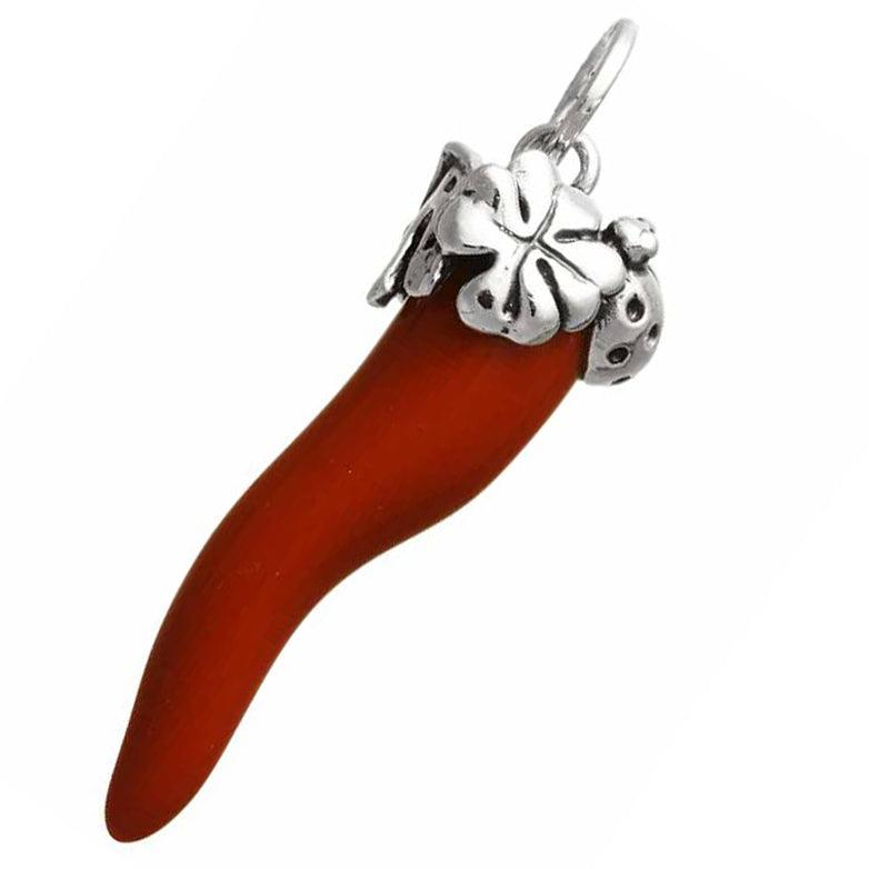 Giovanni Raspini hänge Rött horn stor fyrklöver 925 silver 10986 - Capodagli 1937