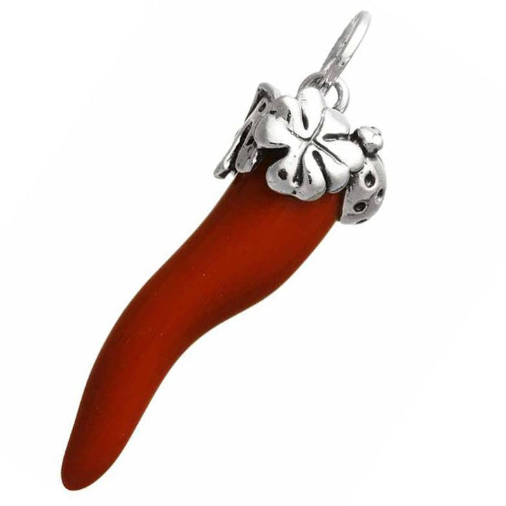 Giovanni Raspini hänge Rött horn stor fyrklöver 925 silver 10986 - Capodagli 1937